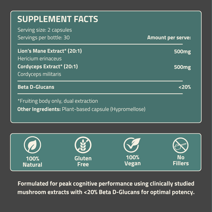 Lion’s Mane & Cordyceps Nootropic Capsules